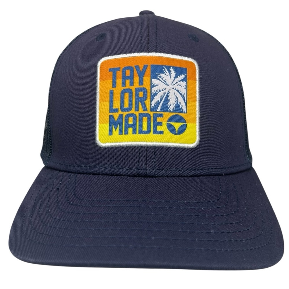 TaylorMade Golf Trucker Hat Blue Mesh Back Adjustable Palm Logo